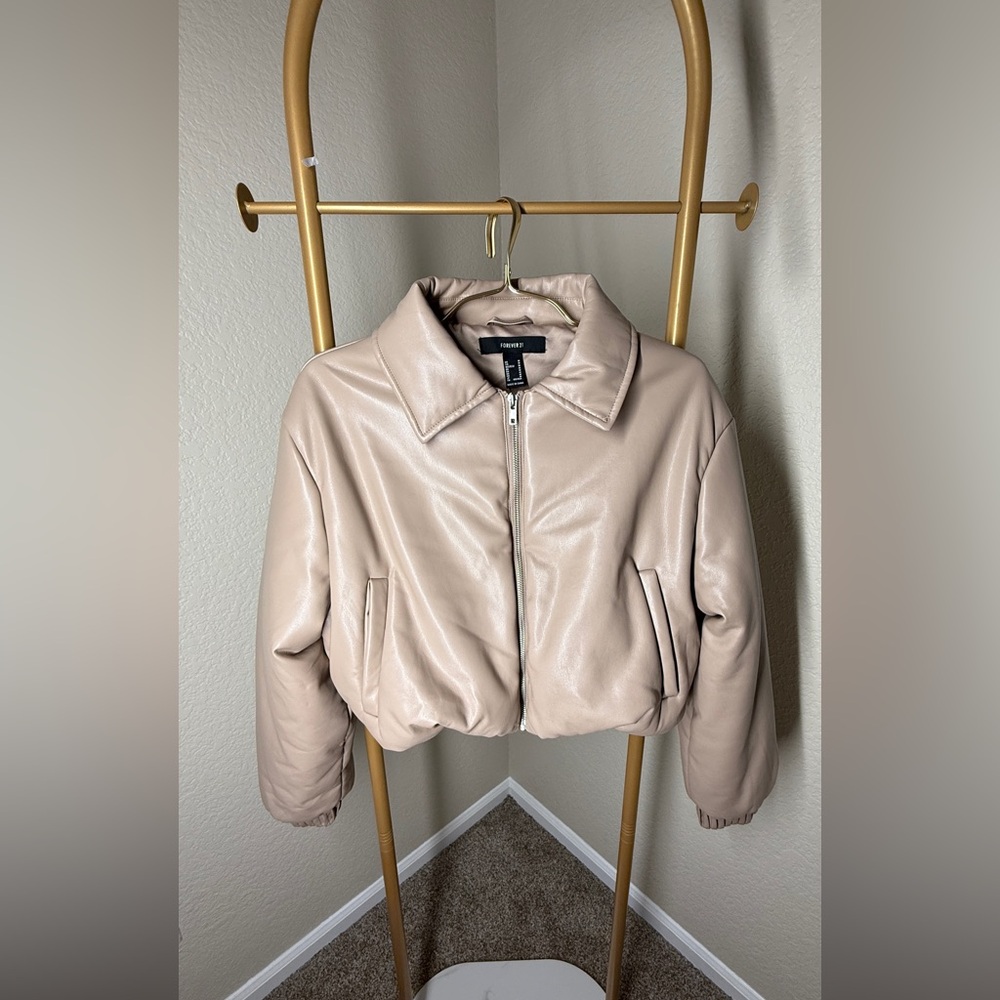 Forever 21 Light Tan Faux Leather Jacket